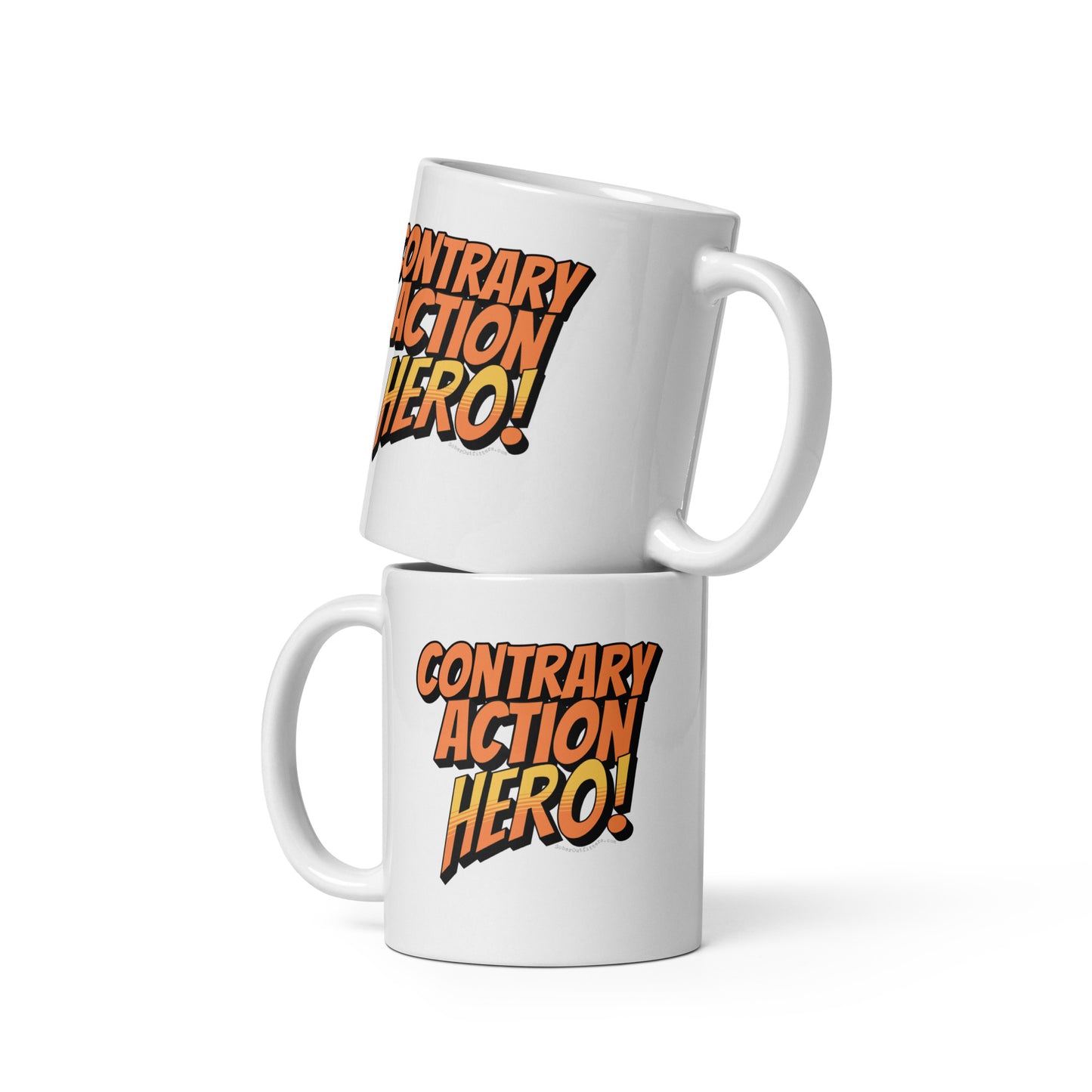 Contrary Action Hero Mug (White)