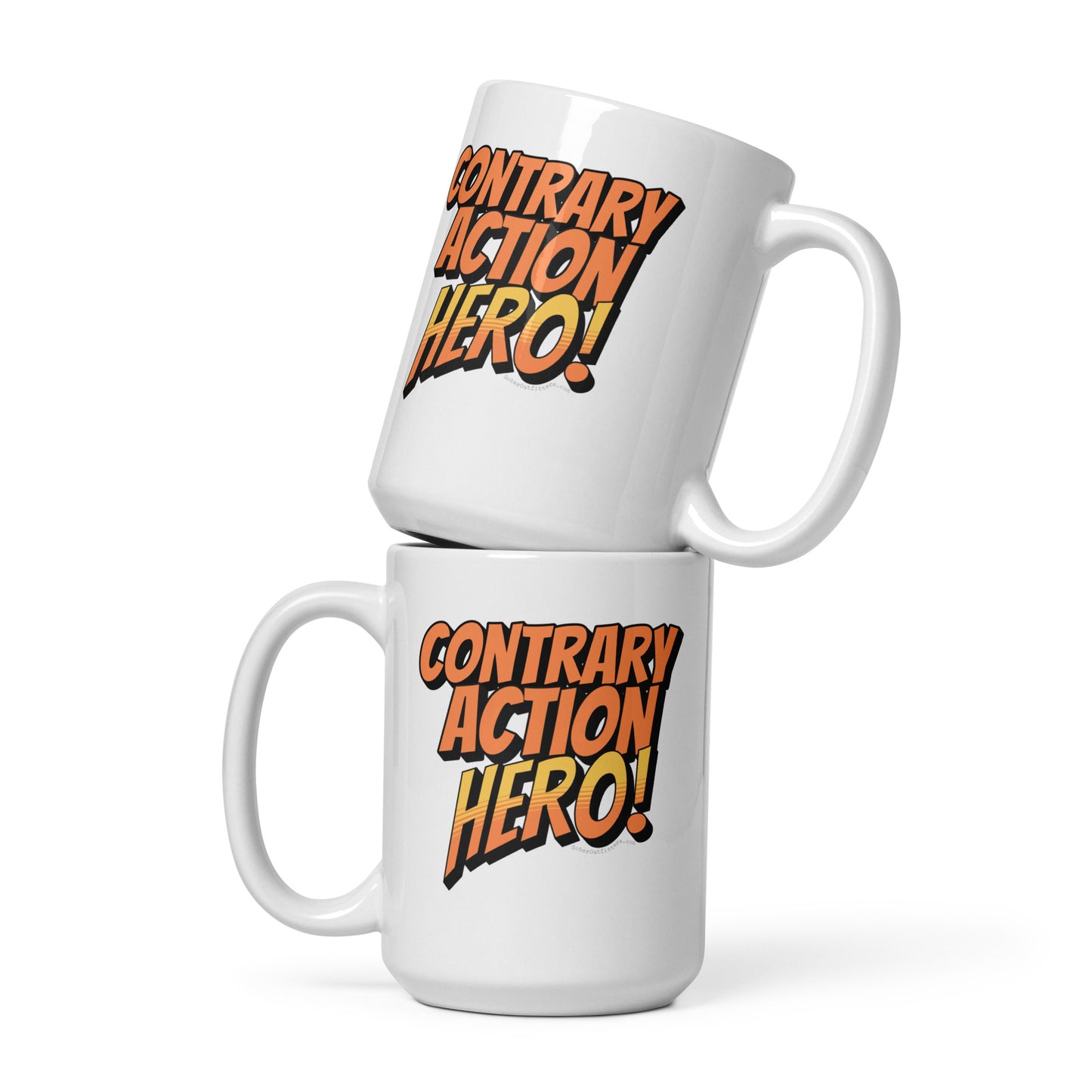 Contrary Action Hero Mug (White)