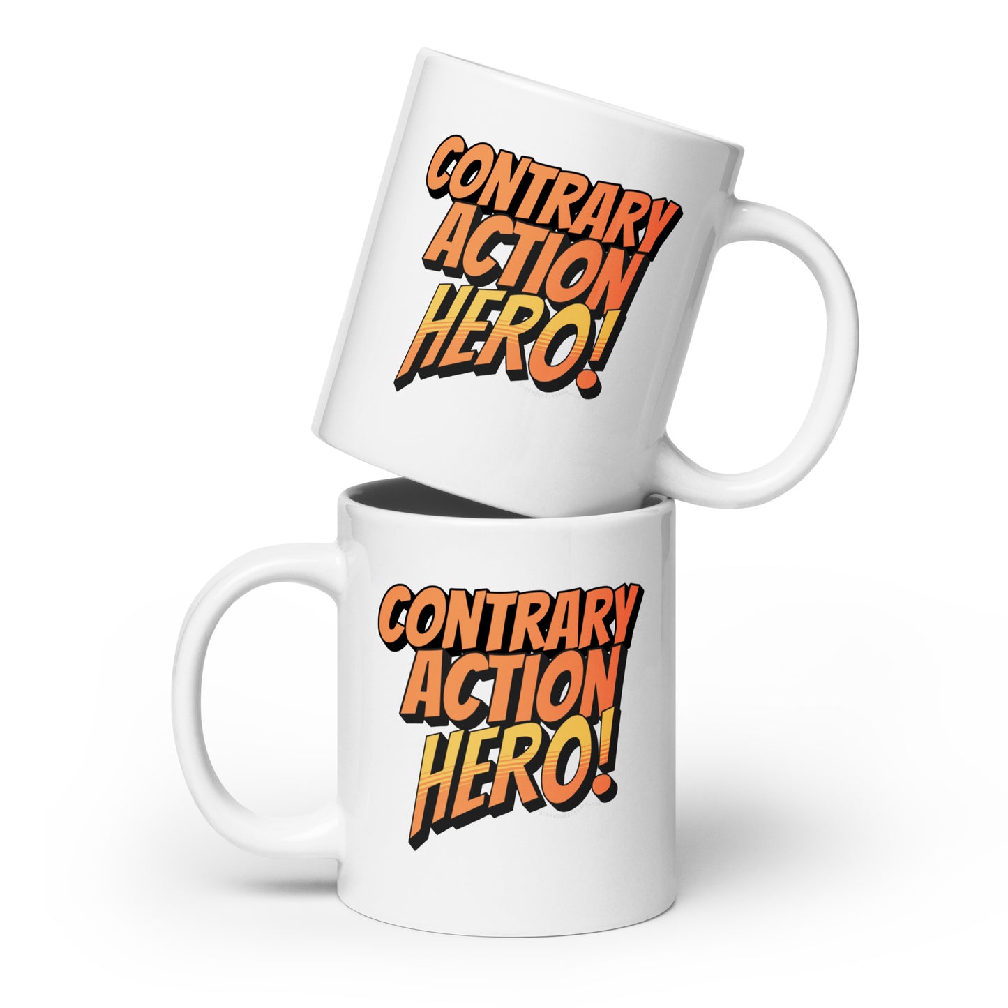 Contrary Action Hero Mug (White)